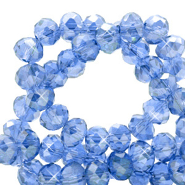 Facet kralen top quality disc 4x3 mm Cerulean blue-pearl shine coating, 10 stuks 72230