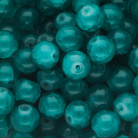 Glaskralen blauw groen  12mm 50 st.