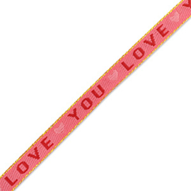 Tekstlint "Live You" Pink  1 meter