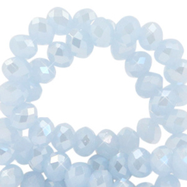 Facet kralen top quality disc 4x3 mm Ice blue-pearl shine coating 68089 10 st.