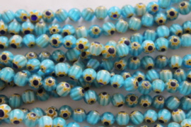 Millefiori Kralen Acqua blauw hart 8 mm per 10 stuks