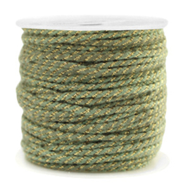 Macramé twisted draad 1.5mm Gold-meadow green per meter