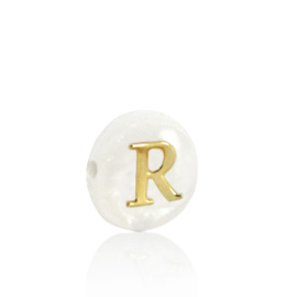 Schelp kraal letter R Gold-white (natuurlijke kleur)