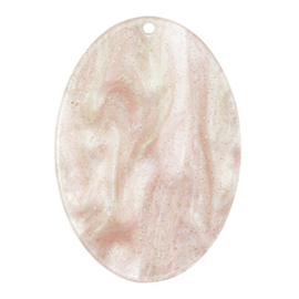 Hangers van resin ovaal glitter Hortensia pink Per stuk