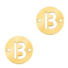 Bedel van  (RVS) 10mm initial coin B Goud tussenzetsel