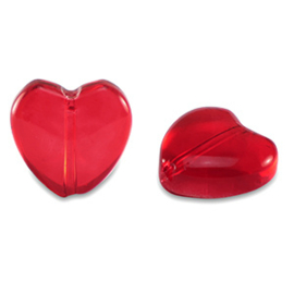 Glas kralen heart Red