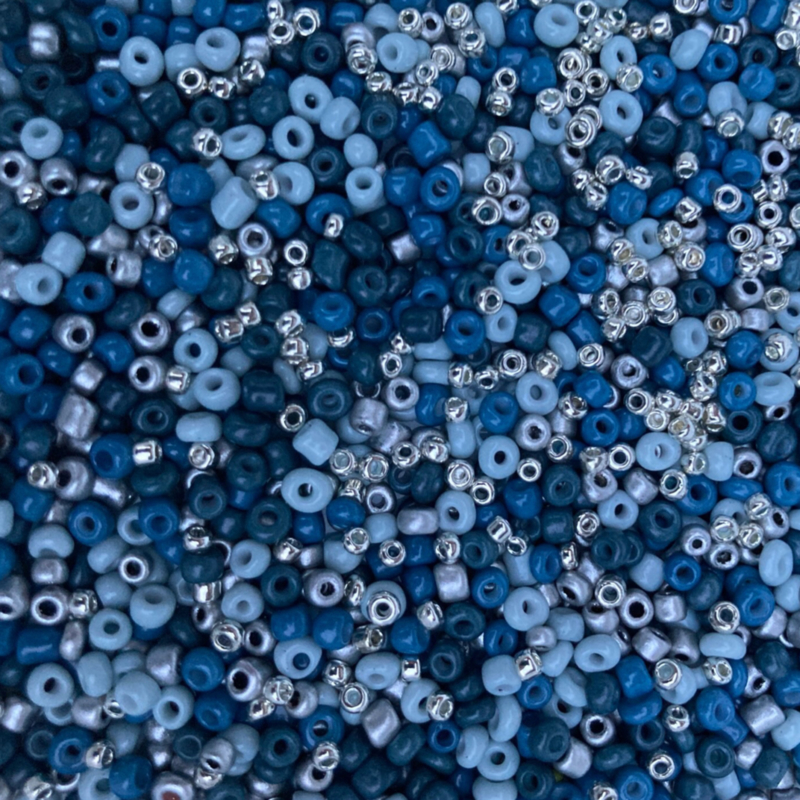 Rocailles Ocean Blue mix 3 mm, 10 gram
