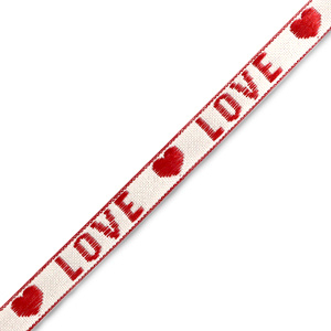 Tekstlint "love" White-red 1 meter