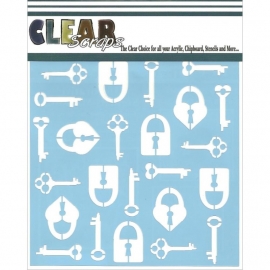 Clear Scraps Stencil Keys n Locks / Sleutels en Sloten 15 x 15 cm