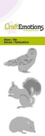 CraftEmotions - Die - uil egel eekhoorn Card 5x10cm