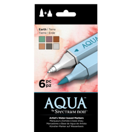 Spectrum Noir Aqua Markers 6 in een pak - Earth (Aarde tinten)