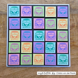 Vaessen Creative • Stencil by Carla Creates Christmas Hippie Bus 15x15cm CAR0614