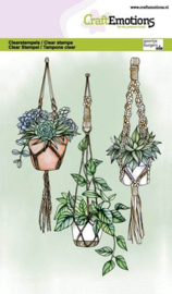 CraftEmotions  -  clearstamps A6  -  Macramé hangplanten