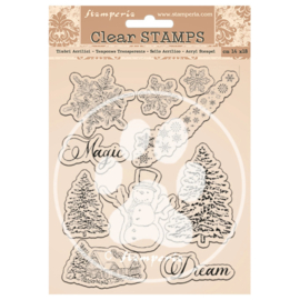 Stamperia - Romantic Home for the Holidays Clear Stamps Snowflakes, Tree (WTK162)