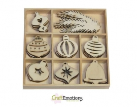 CraftEmotions Houten ornamenten Purple Holiday - Kerstballen stuks