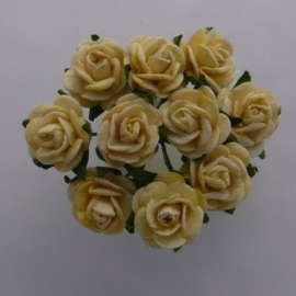 WILD ORCHID CRAFTS - MULBERRY PAPER OPEN ROSES 15 mm Yellow - bosje met 10 stuks