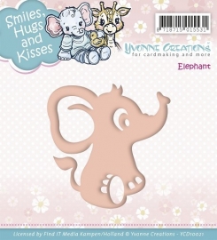 Yvonne Creations - Die - Smiles, Hugs and Kisses - Elephant