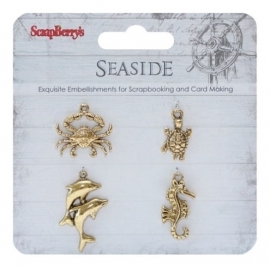 ScrapBerry's - Metal charms set SeaSide, 4 stuks