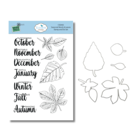 Elizabeth Craft Designs - Every Day Memories - Seasonal Words & Leaves Stamp and Die Set - CSD465