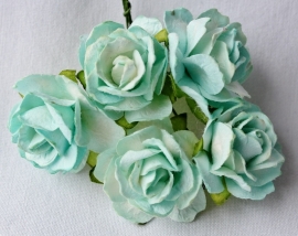 WILD ORCHID CRAFTS - 2 Tone Aqua Paper Wild Roses 30mm - 5 stuks