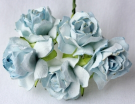 WILD ORCHID CRAFTS - Pale Blue Paper Wild Roses 30mm - 5 stuks