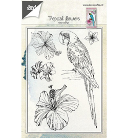 Joy!crafts - Clearstamps - Papagaai en bloemen