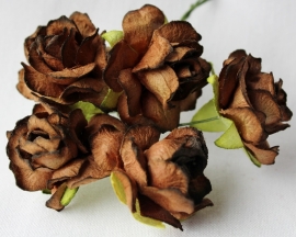 WILD ORCHID CRAFTS - Brown Paper Wild Roses 30mm - 5 stuks