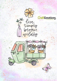 CraftEmotions  - clearstamps A6 - Bloemenscooter Carla Kamphuis