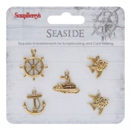 ScrapBerry's - Metal charms set SeaSide, 5 stuks