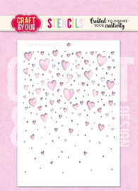Craft & You Design - Floating Hearts A6 Stencil (SC019)