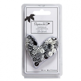 Papermania - Capsule Polka Mini Buttons - Bexley Black