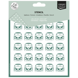 Vaessen Creative • Stencil by Carla Creates Christmas Hippie Bus 15x15cm CAR0614