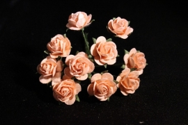 WILD ORCHID CRAFTS - MULBERRY PAPER OPEN ROSES 15 mm Peach - bosje met 10 stuks