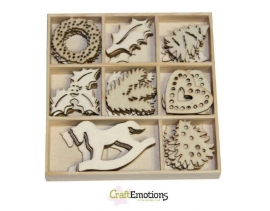 CraftEmotions Houten ornamenten - Kerstversiering 40 stuks