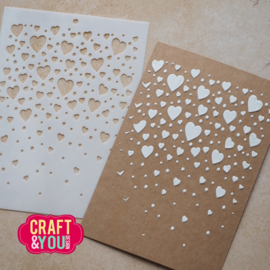 Craft & You Design - Floating Hearts A6 Stencil (SC019)