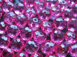 Facet rondel fuchsia 12 bij 7 mm