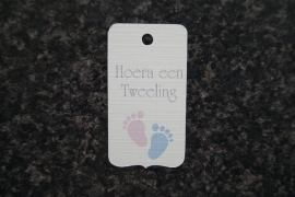 Label Hoera een Tweeling Voetjes Meisje Jongen