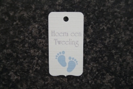 Label Hoera een Tweeling Voetjes Jongen