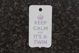 Label Keep calm and it's a twin Jongen Meisje