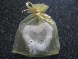 Organza zakje Geel met strass 10 x 12 cm