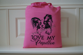 Schoudertas Love my Papillon / Vlinderhondje