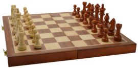 Schaak-klapcassette hout ingelegd 40 cm