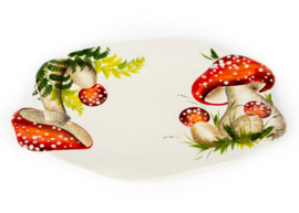 RW05 grote ovale schaal met paddenstoelen rood witte stippen