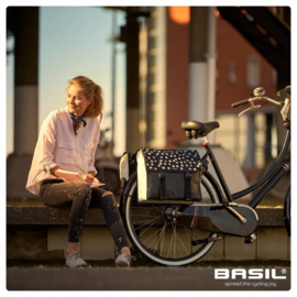 Dubbele fietstas Basil Urban Load 48-53 liter - zwart / wit reflective
