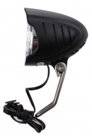 Falkx LED Koplamp met RVS beugel. 15lx. aan/uit schakelaar, voor naafdynamo