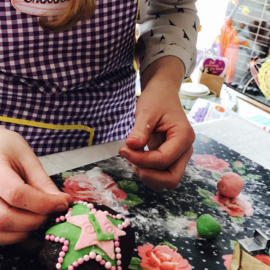 Decorating cupcakes