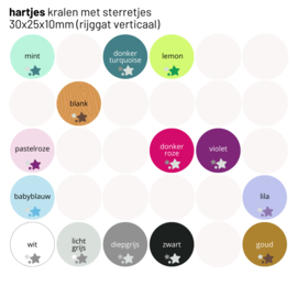 Houten kraal Hartje met sterretjes