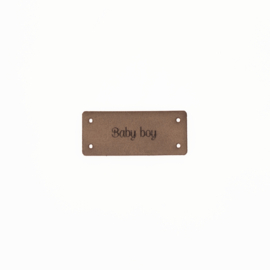 Leren label 15x35mm 'baby boy' Buckskin 3st.