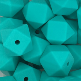 Siliconenkraal Hexagon 14mm Turquoise