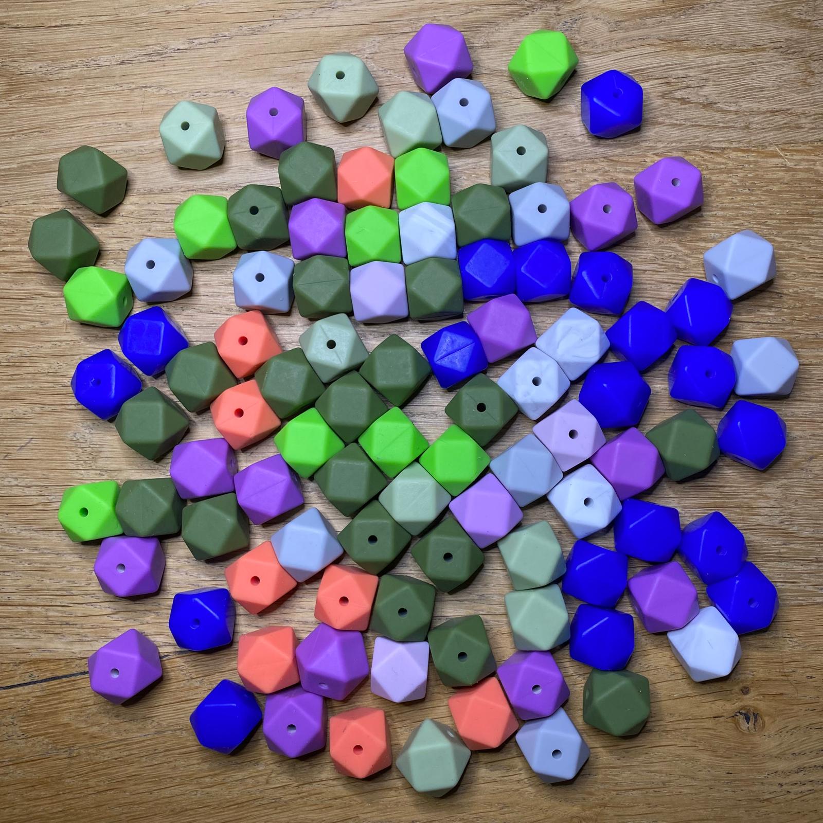 Siliconen Hexagon kralen 14mm 100st.